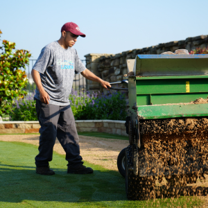 Aeration service provided by Emerald Lawns.