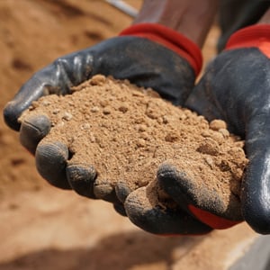 Person examining soil quality in a Round Rock, TX lawn