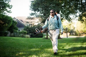 lawn techinician applying mosquito treatment on trees in centerton
